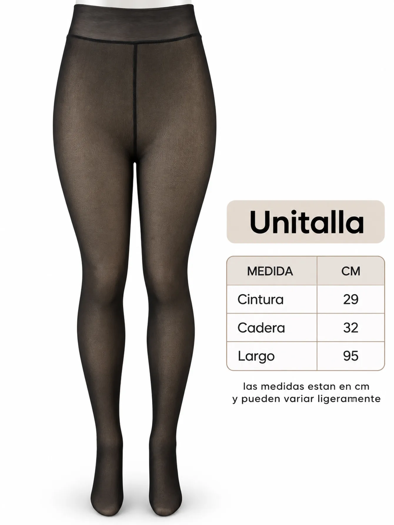 3307-UNI-NEGRO PANTIMEDIAS AFELPADAS KIT DE 2 15435